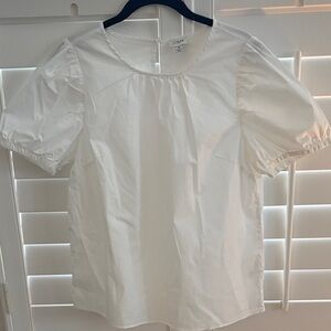 J. Crew White Puff Sleeve Blouse